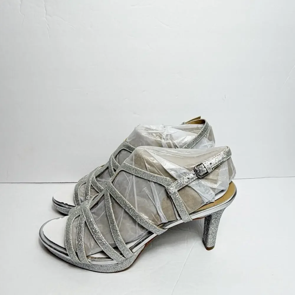 NATURALIZER BAYLOR WOMEN SANDAL SILVER GLITTER SIZE 7 BRAND NEW WITHOUT BOX - Picture 5 of 9